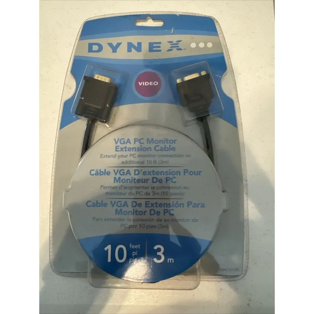Dynex™ 10' VGA PC Monitor EXTENSION Cable DX-C101781 New IE880 DB15 male-female